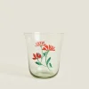 Tumblers*ZARA Home Glass Tumbler With Floral Silk Screen Grey