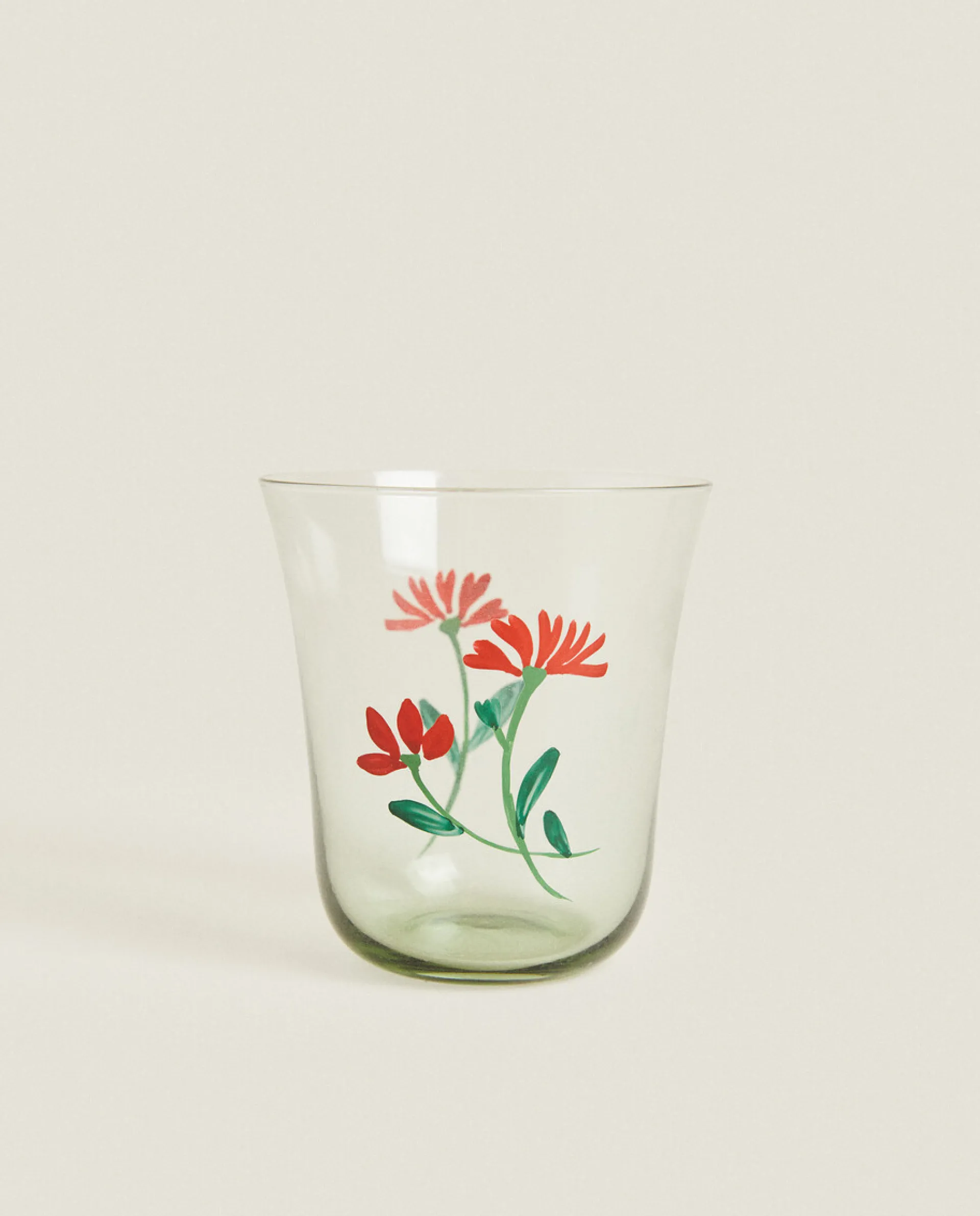 Tumblers*ZARA Home Glass Tumbler With Floral Silk Screen Grey