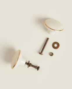 Door Knobs*ZARA Home Gold And Door Knob (Pack Of 2) White