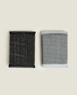 Cleaning*ZARA Home Grey And Black Scrubber (Set Of 2) Steel