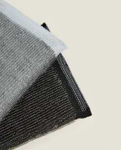 Cleaning*ZARA Home Grey And Black Scrubber (Set Of 2) Steel