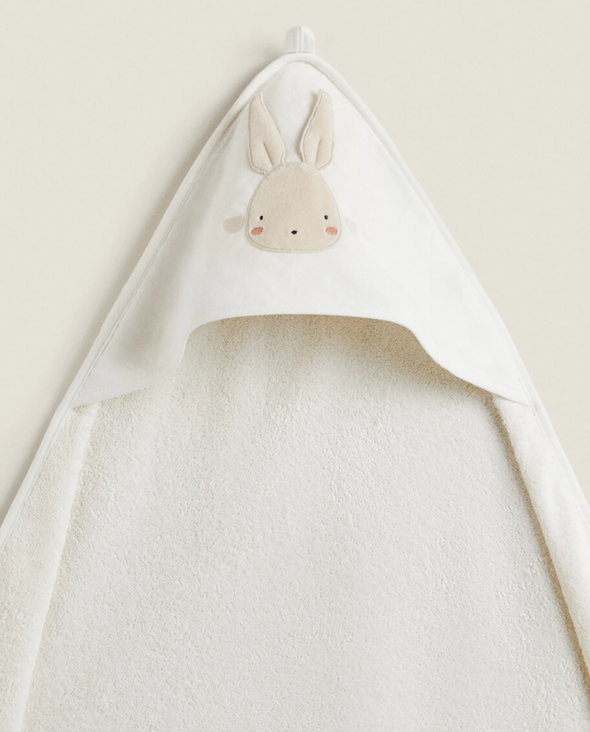 Bathroom*ZARA Home Hooded Baby Towel With Bunny Applique Cream