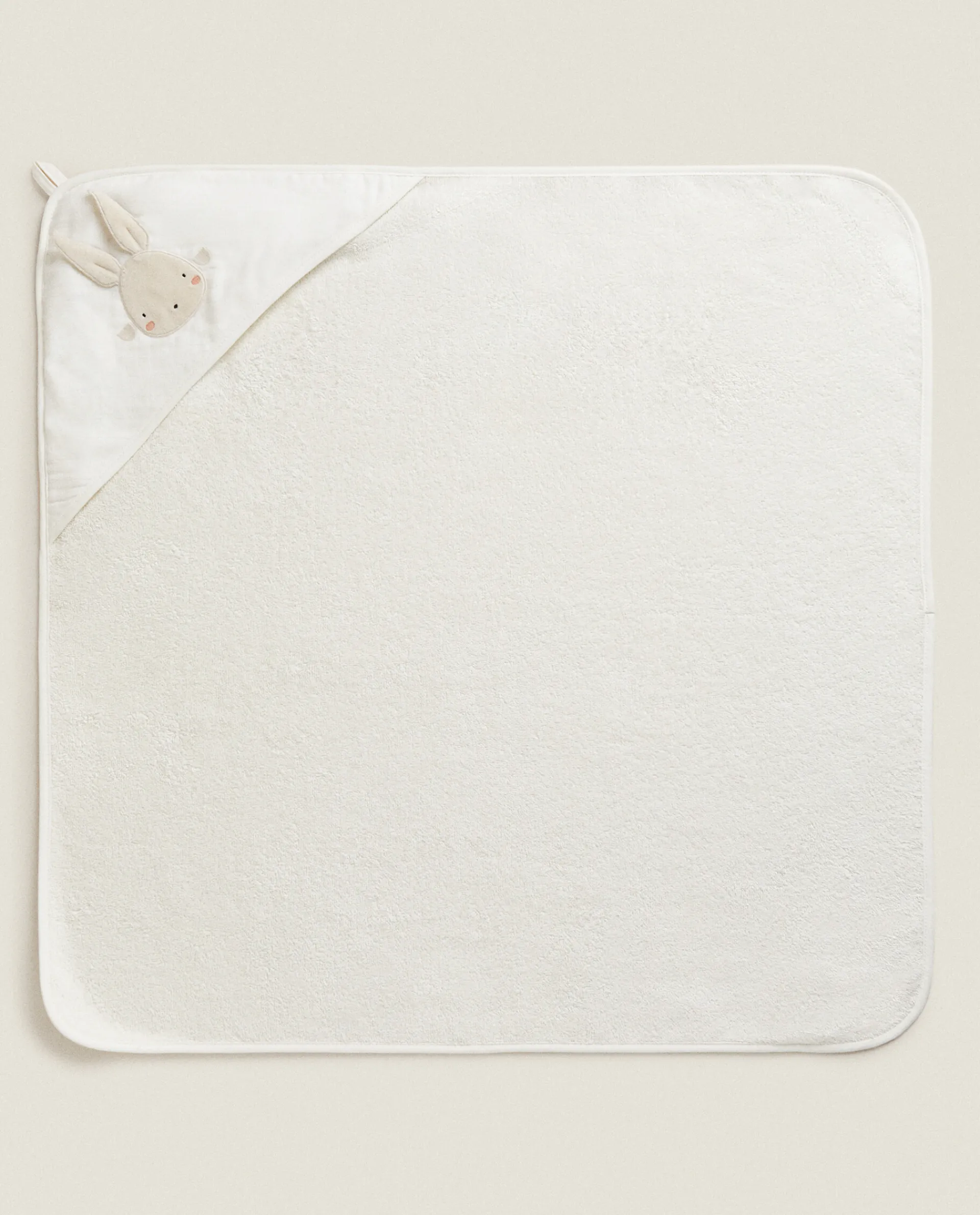 Bathroom*ZARA Home Hooded Baby Towel With Bunny Applique Cream