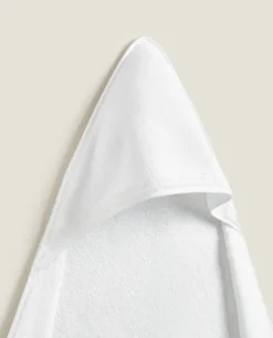 Bathroom*ZARA Home Hooded Baby Towel With Embroidered Border White