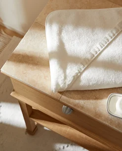 Bathroom*ZARA Home Hooded Baby Towel With Embroidered Border White