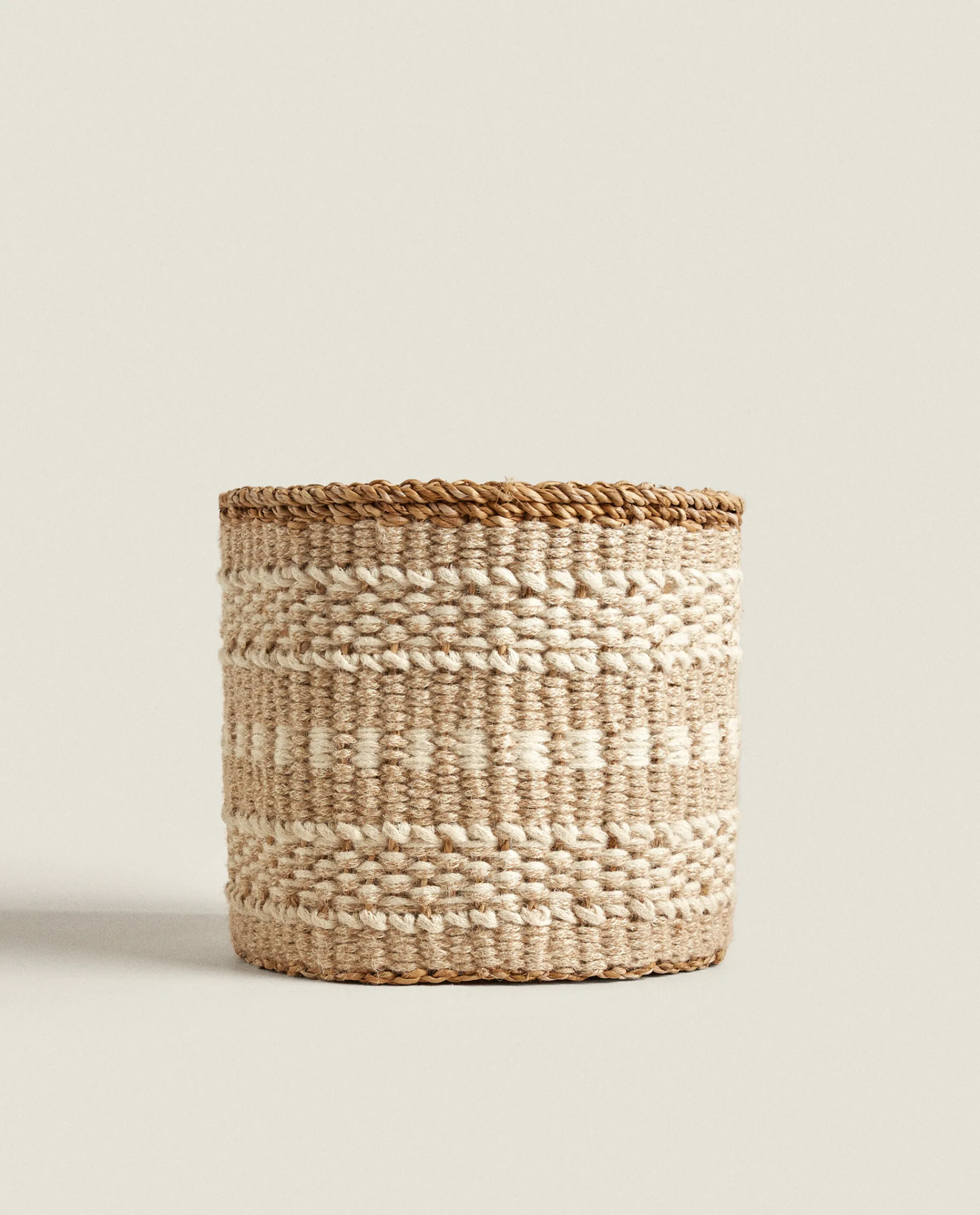 Baskets*ZARA Home Jute Basket With Border Natural Colour