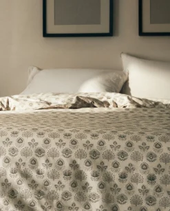 Duvet Covers*ZARA Home Leaf Print Duvet Cover Cream