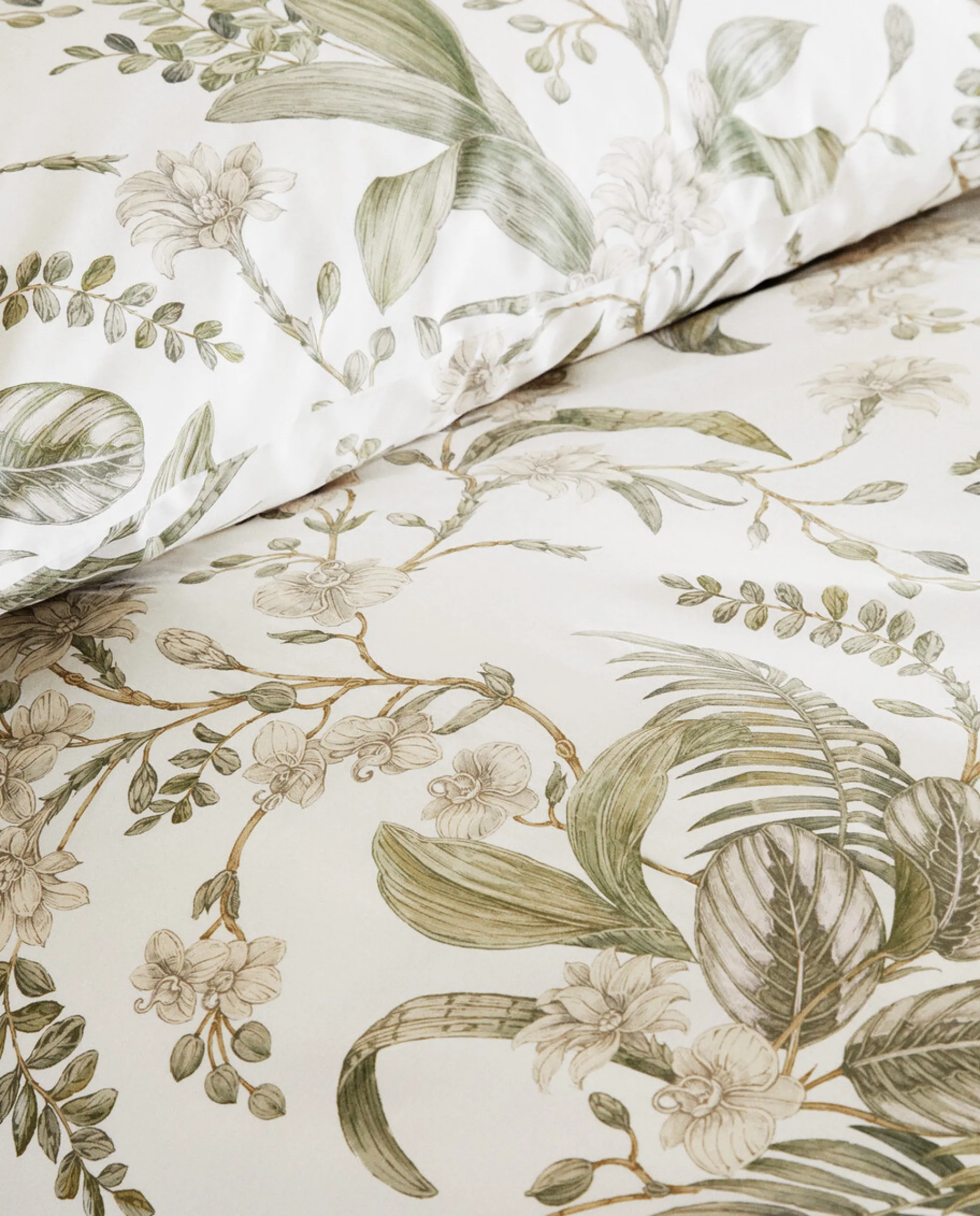 Duvet Covers*ZARA Home Leaf Print Duvet Cover Cream