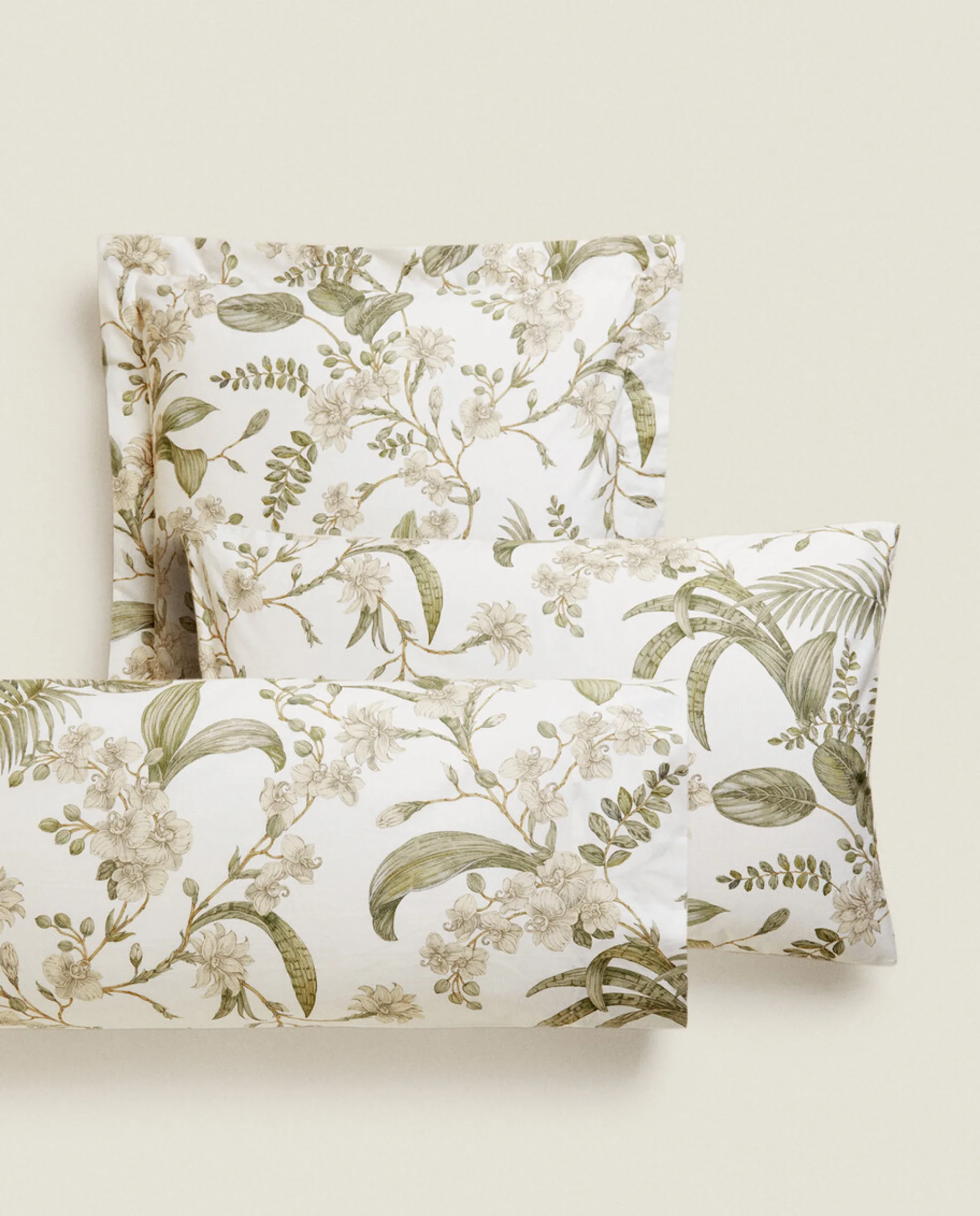 Pillowcases*ZARA Home Leaf Print Pillowcase Cream