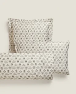 Pillowcases*ZARA Home Leaf Print Pillowcase Cream
