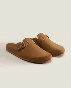 Man*ZARA Home Leather Clogs With Buckle Mole