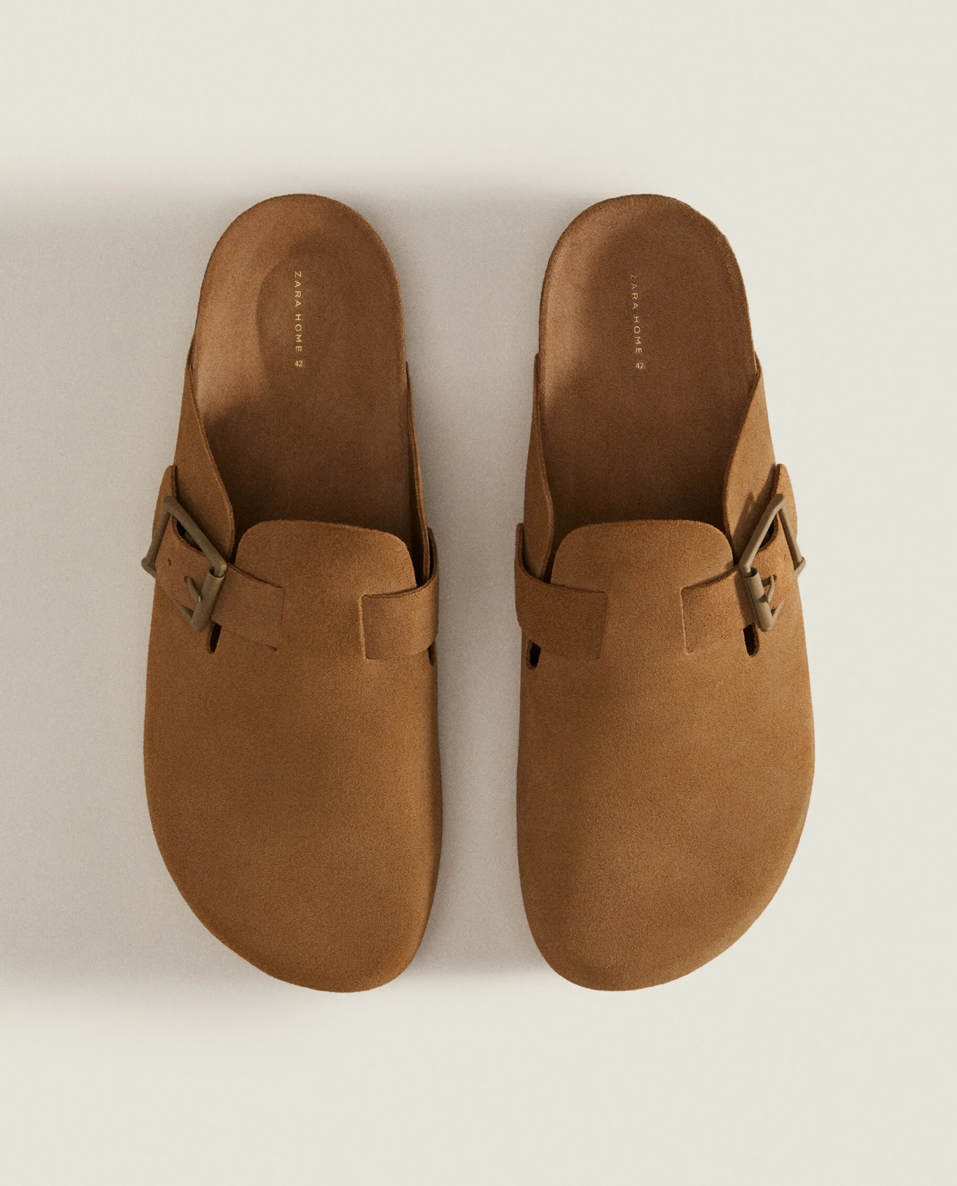 Man*ZARA Home Leather Clogs With Buckle Mole