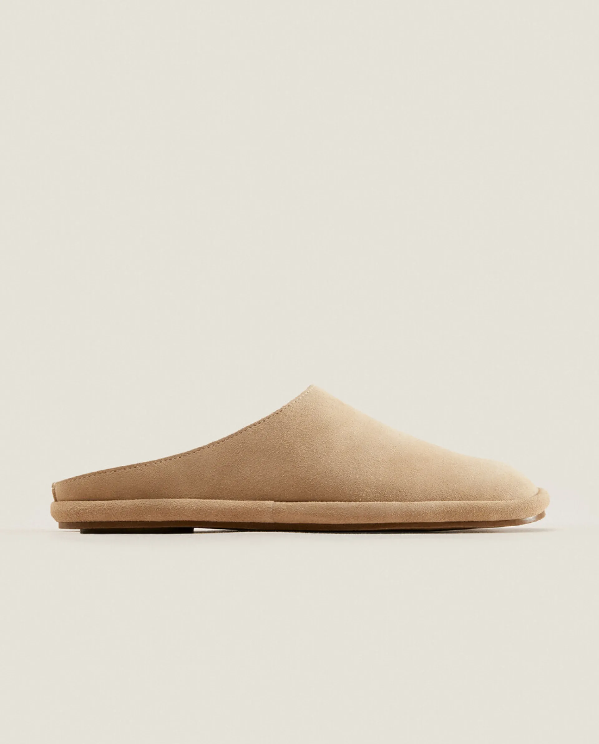 Woman*ZARA Home Leather Mule Slippers Brown