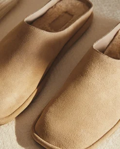 Woman*ZARA Home Leather Mule Slippers Brown