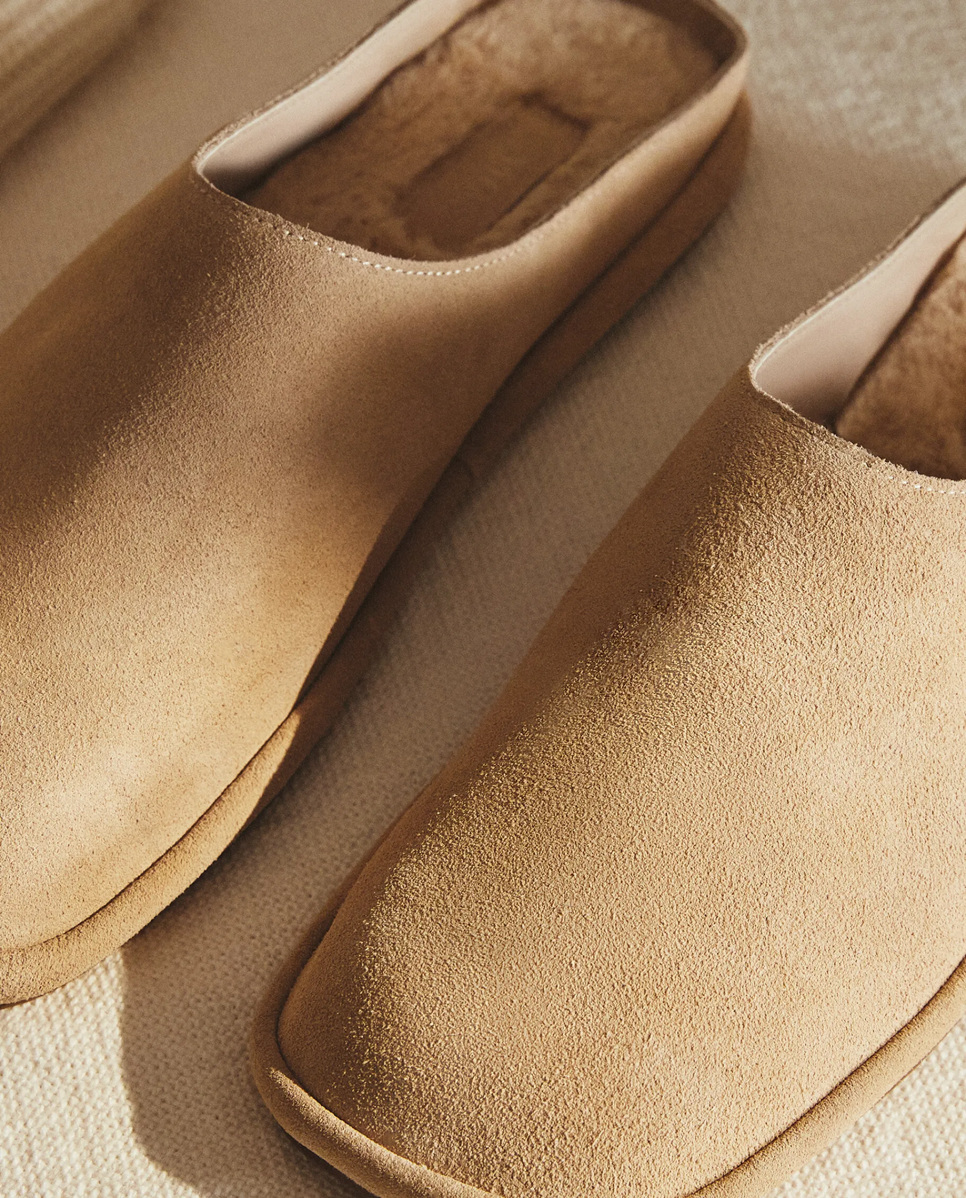 Woman*ZARA Home Leather Mule Slippers Brown