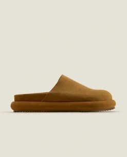 Woman*ZARA Home Leather Mule Slippers With Sole Detail 1-105