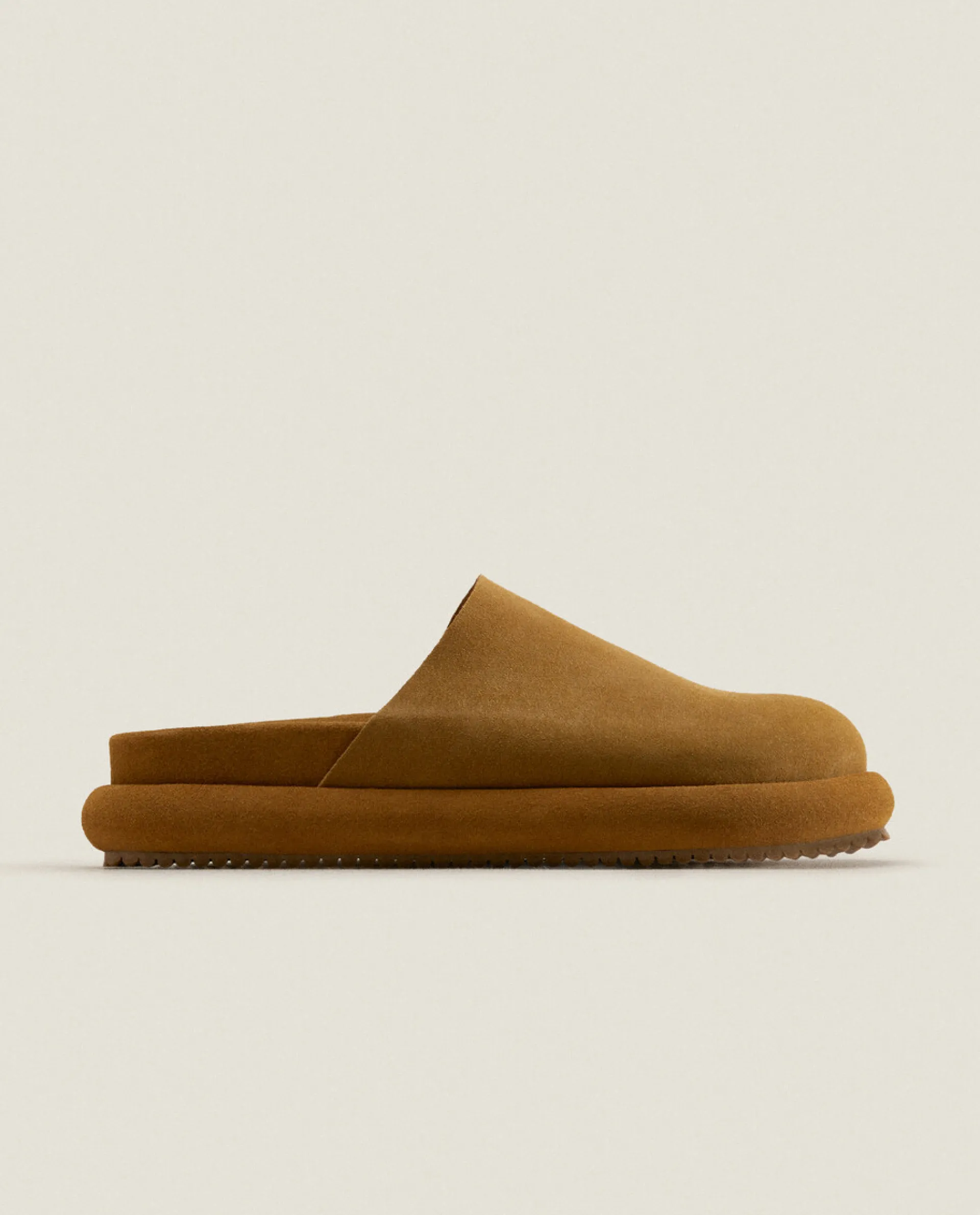 Woman*ZARA Home Leather Mule Slippers With Sole Detail 1-105