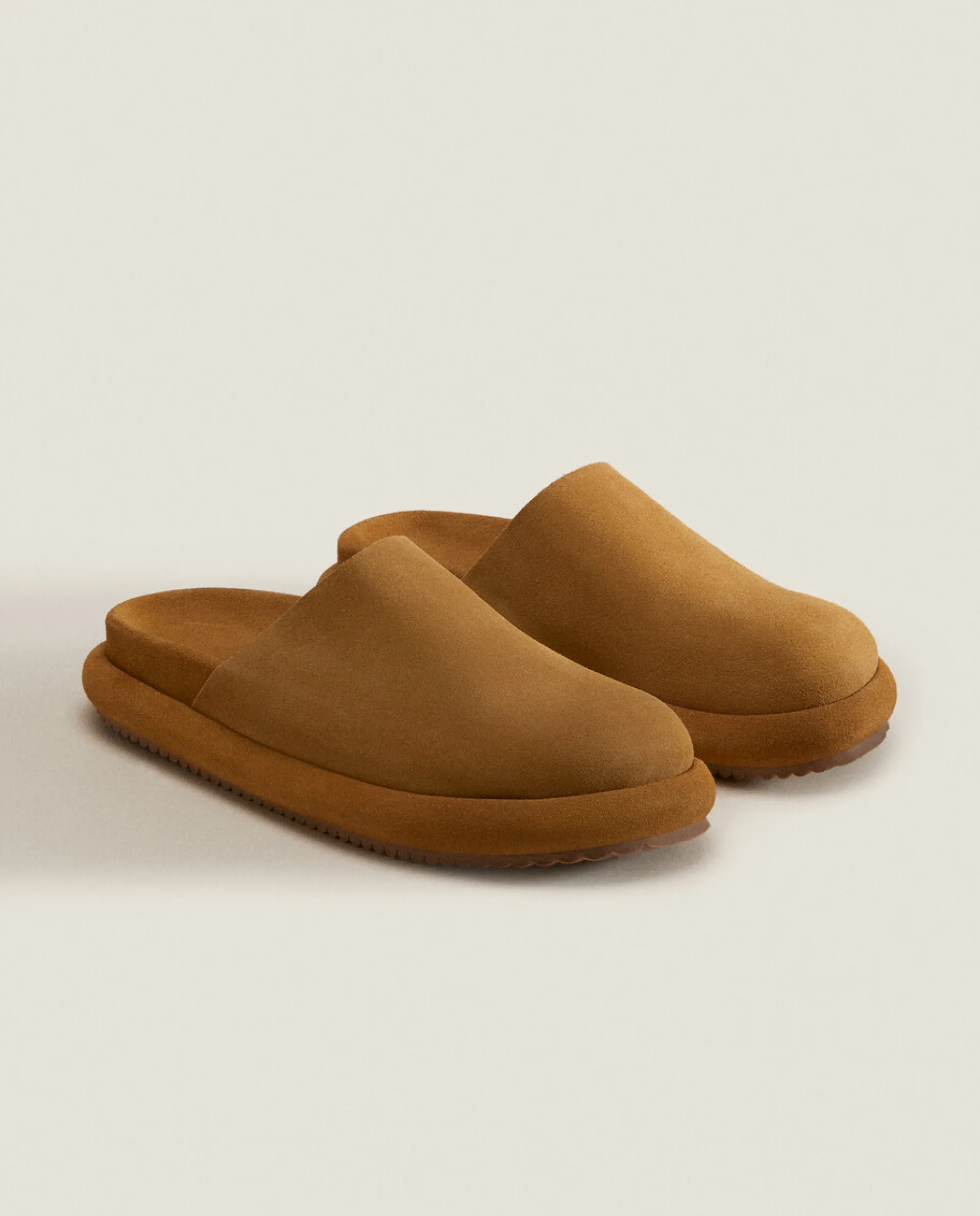 Woman*ZARA Home Leather Mule Slippers With Sole Detail 1-105