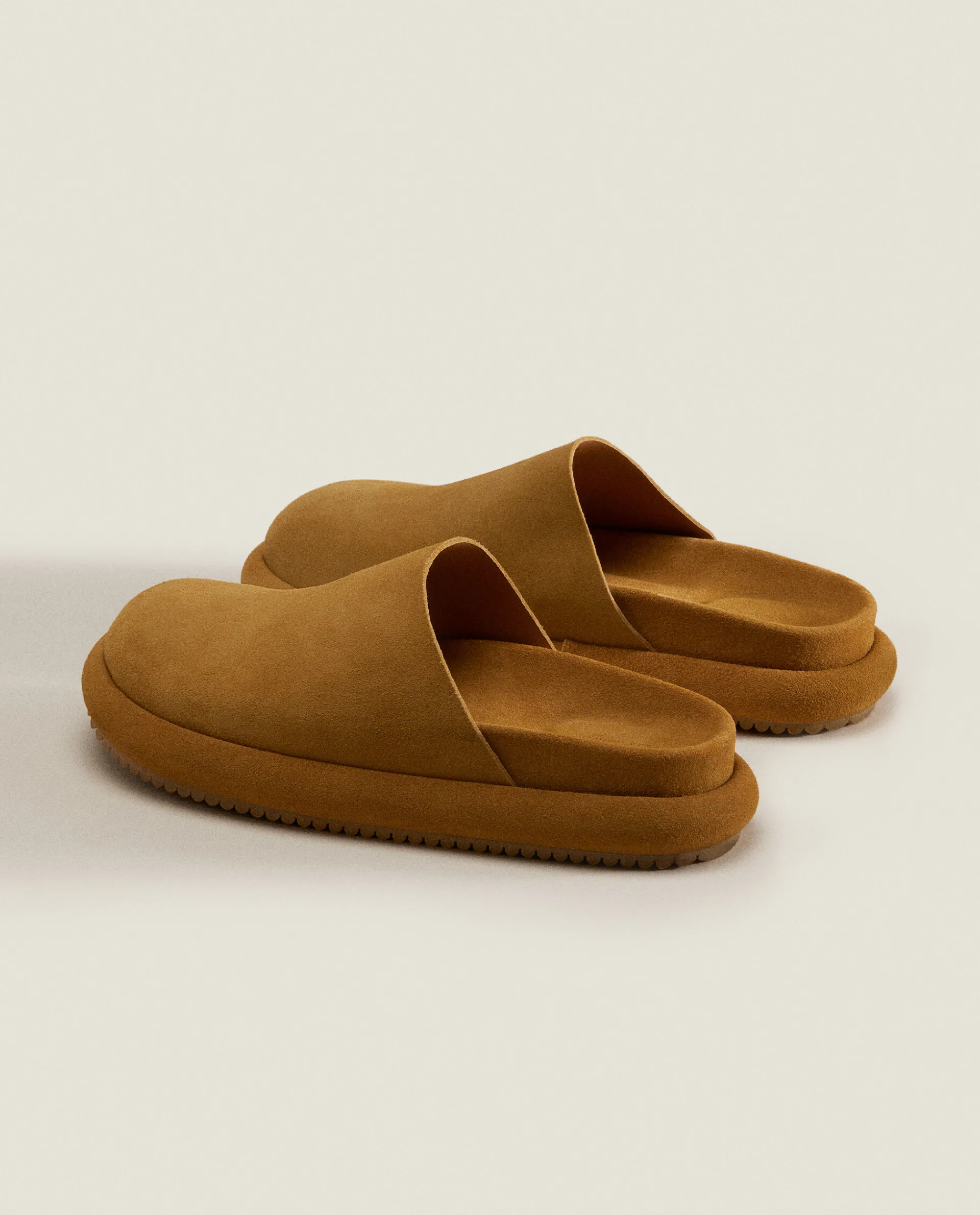 Woman*ZARA Home Leather Mule Slippers With Sole Detail 1-105