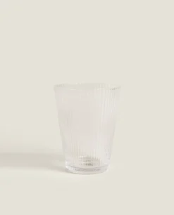 Tumblers*ZARA Home Lined Design Glass Tumbler Transparent
