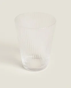 Tumblers*ZARA Home Lined Design Glass Tumbler Transparent