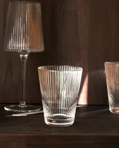 Tumblers*ZARA Home Lined Design Glass Tumbler Transparent
