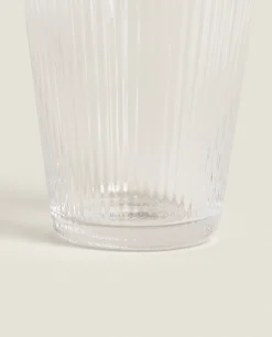 Tumblers*ZARA Home Lined Design Glass Tumbler Transparent