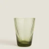Tumblers*ZARA Home Lined Design Glass Tumbler Green