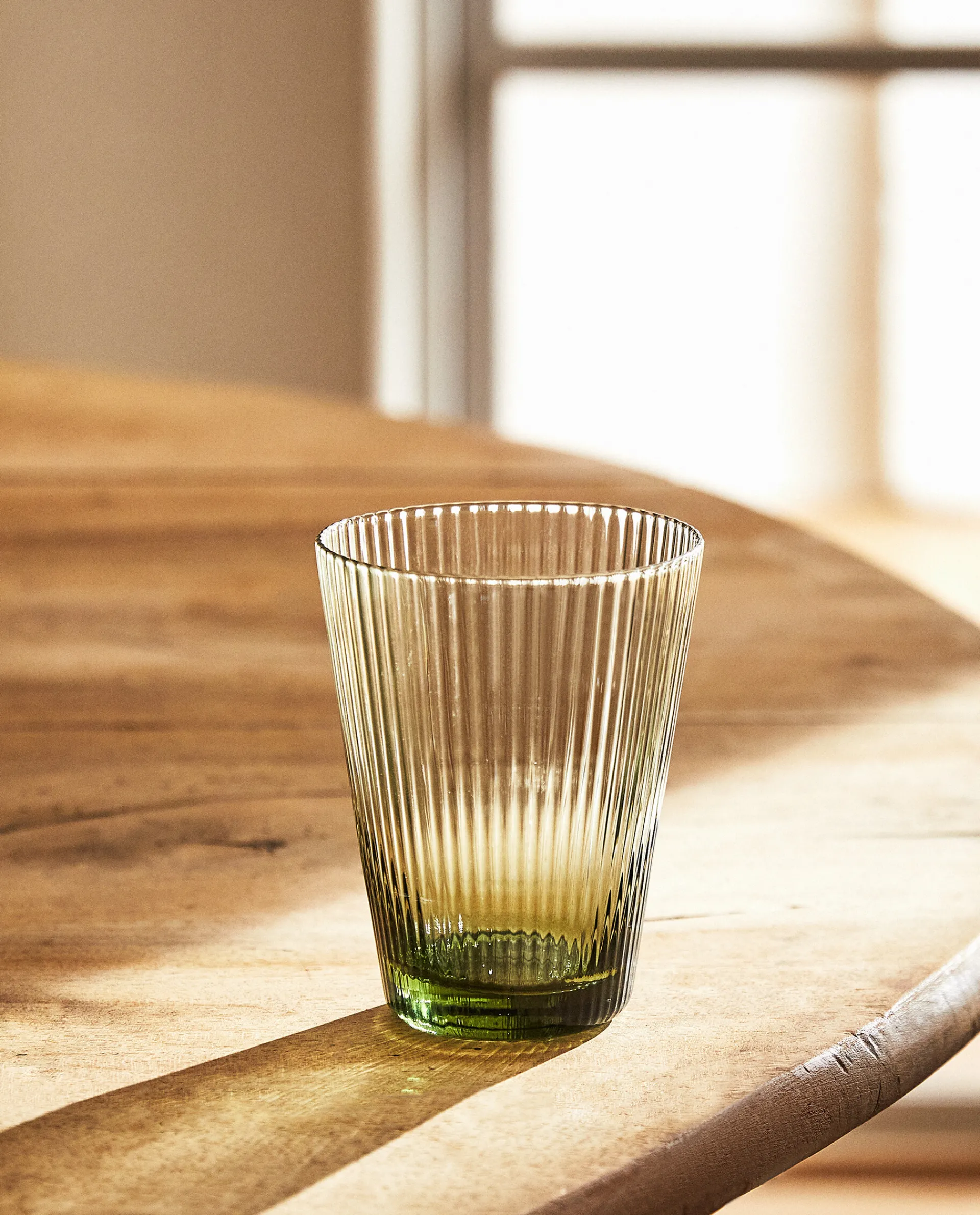 Tumblers*ZARA Home Lined Design Glass Tumbler Green