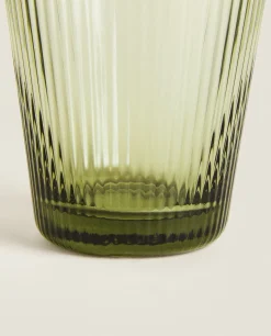 Tumblers*ZARA Home Lined Design Glass Tumbler Green