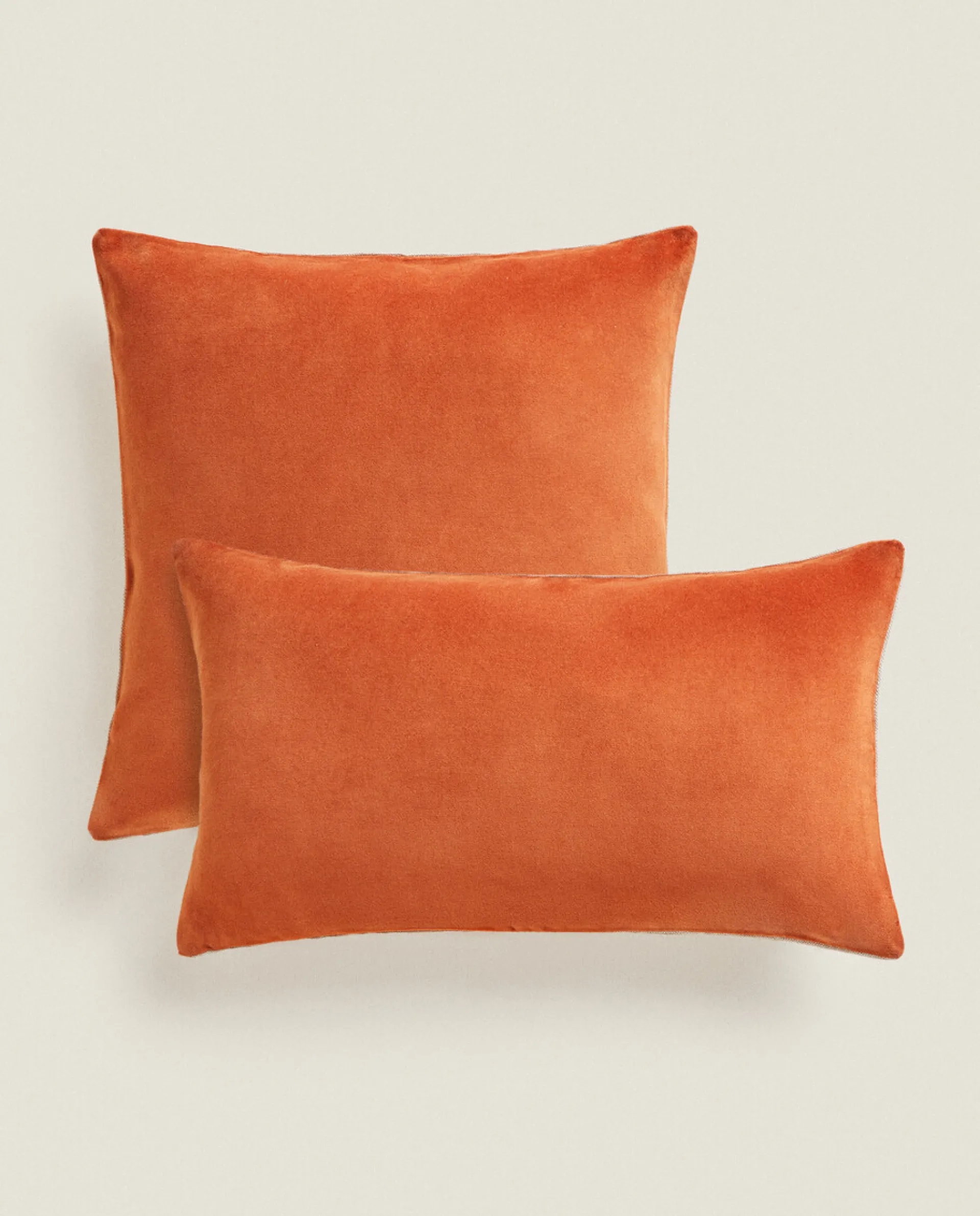 Solid*ZARA Home Linen And Velvet Throw Pillow Cover Russet