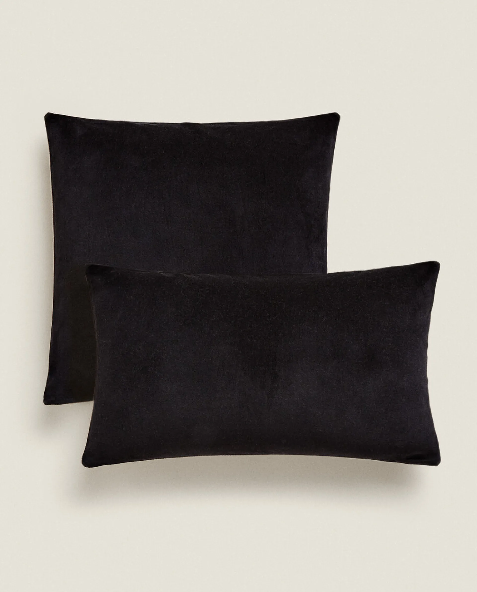 Solid*ZARA Home Linen And Velvet Throw Pillow Cover Black