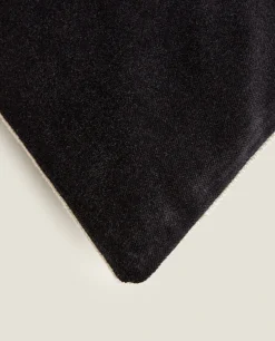 Solid*ZARA Home Linen And Velvet Throw Pillow Cover Black