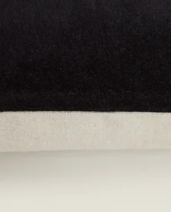 Solid*ZARA Home Linen And Velvet Throw Pillow Cover Black
