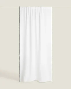 Curtains*ZARA Home Linen Overlock Curtain White