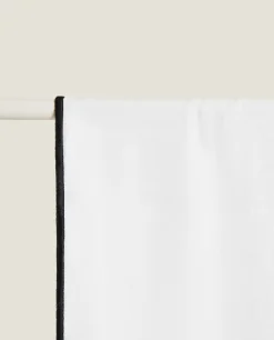 Curtains*ZARA Home Linen Overlock Curtain White