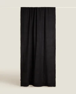 Curtains*ZARA Home Linen Overlock Curtain Black