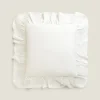 Bedspreads*ZARA Home Linen Ruffle Throw Pillow Cover Oyster White