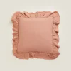 Bedspreads*ZARA Home Linen Ruffle Throw Pillow Cover Pink