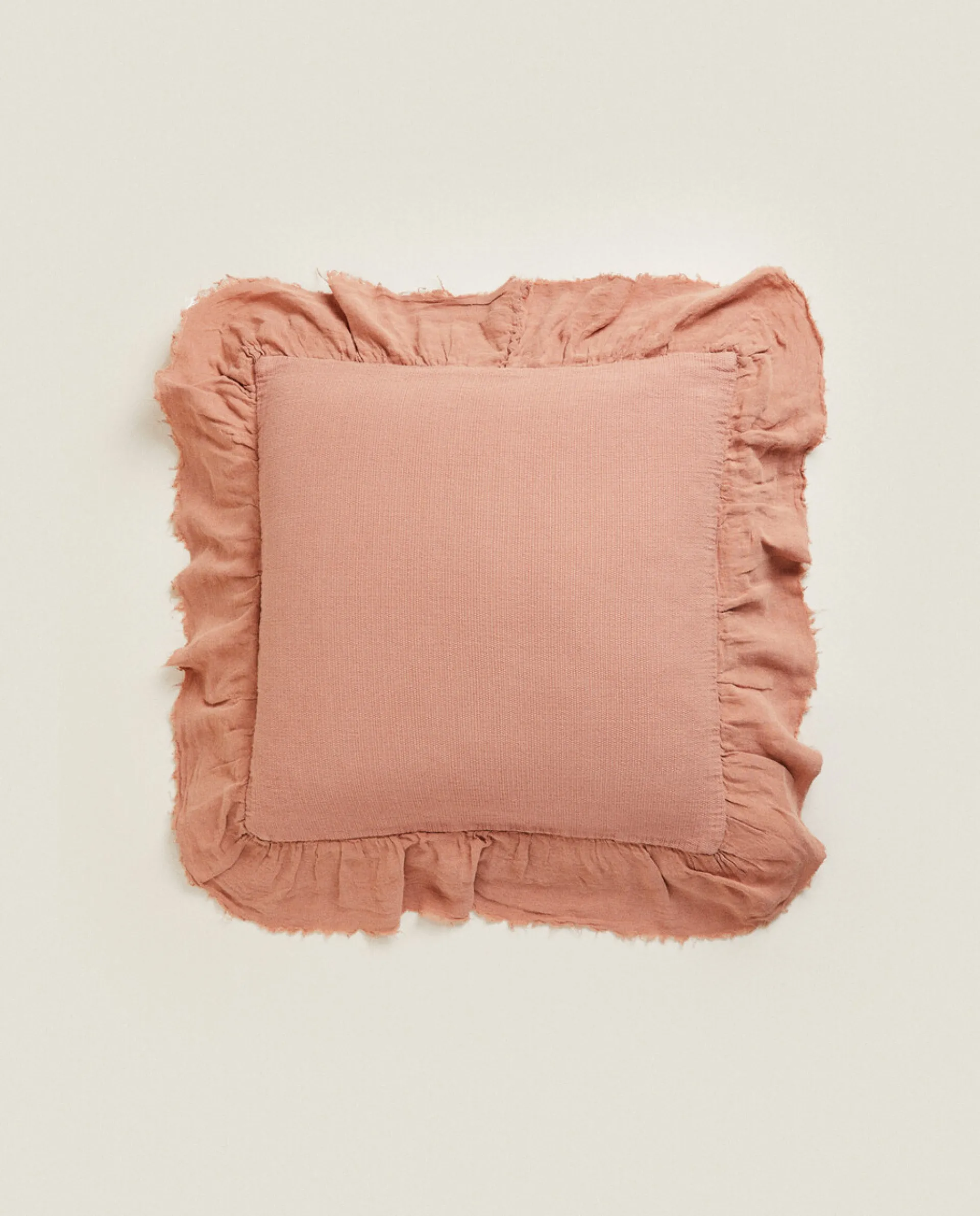 Bedspreads*ZARA Home Linen Ruffle Throw Pillow Cover Pink