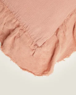 Bedspreads*ZARA Home Linen Ruffle Throw Pillow Cover Pink