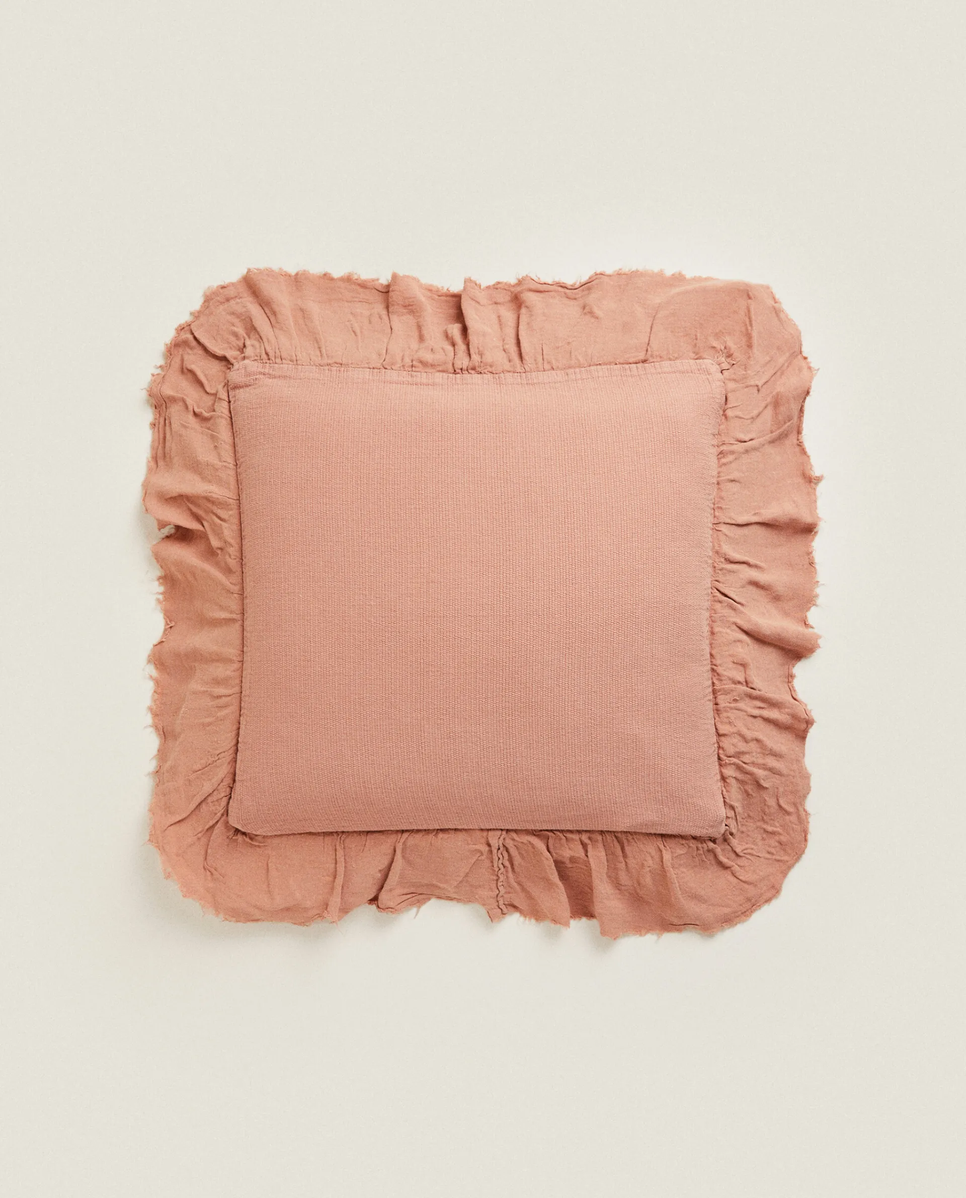 Bedspreads*ZARA Home Linen Ruffle Throw Pillow Cover Pink