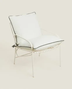 Solid*ZARA Home Linen Seat Cushion White