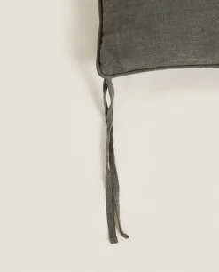Solid*ZARA Home Linen Seat Cushion Petroleum