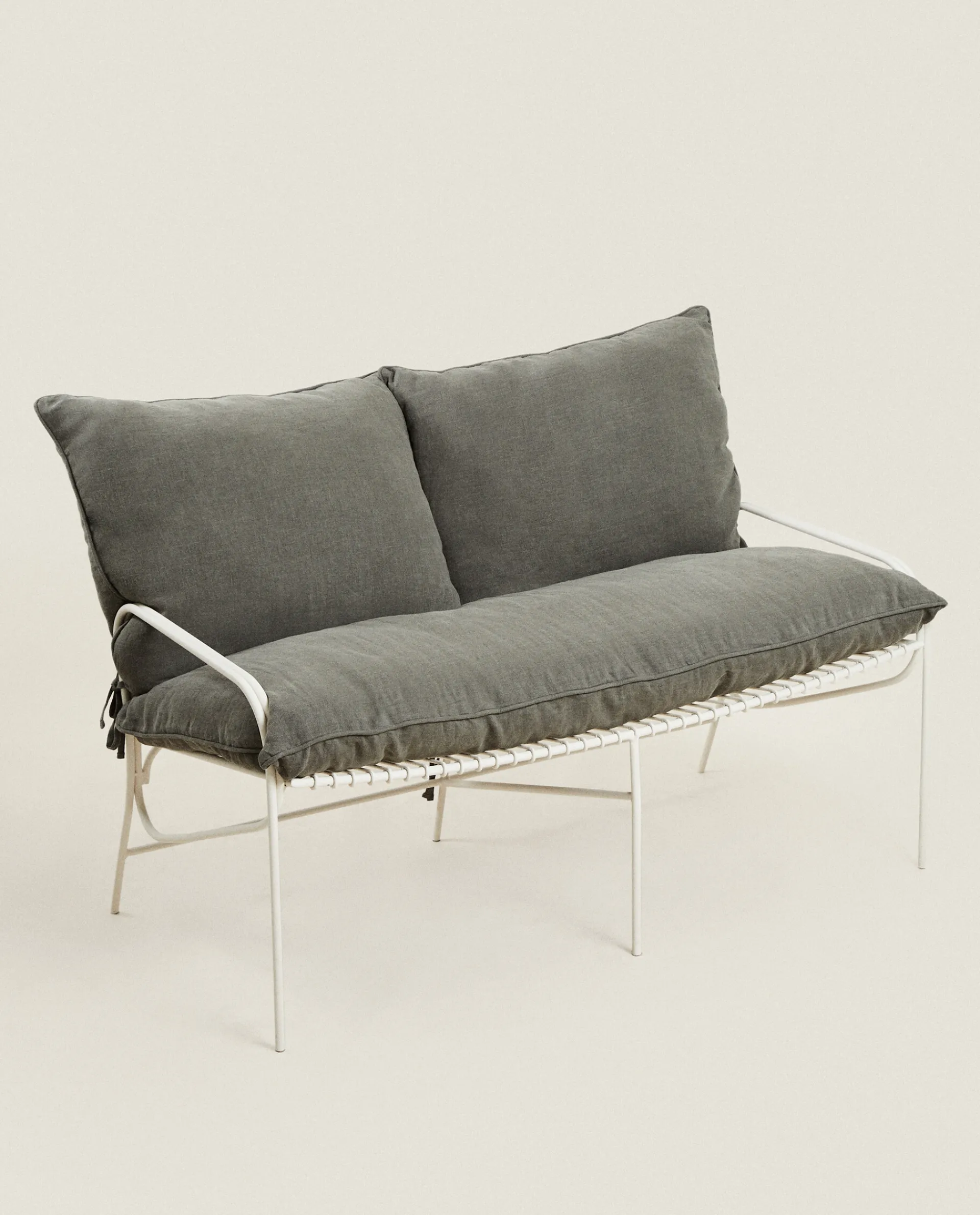 Solid*ZARA Home Linen Seat Cushion Petroleum