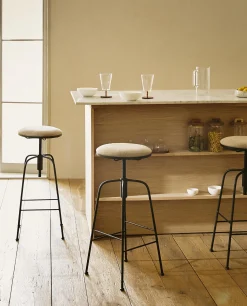 Chairs & Cushions*ZARA Home Linen Swivel Stool Black/Ecru