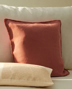 Solid*ZARA Home Linen Throw Pillow Cover Pink