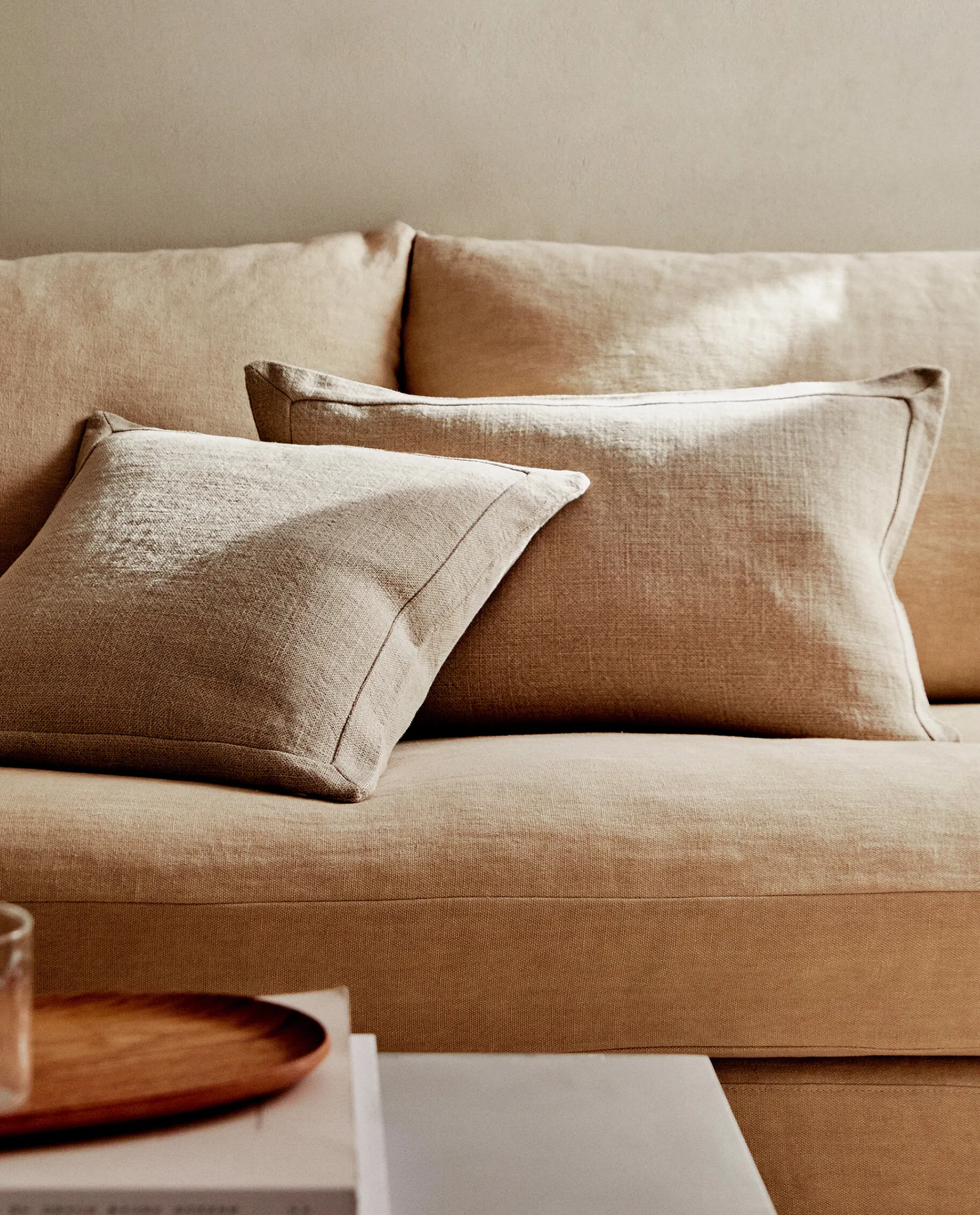 Solid*ZARA Home Linen Throw Pillow Cover Tan