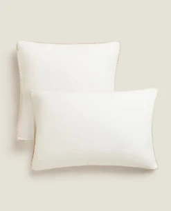 Solid*ZARA Home Linen Throw Pillow Cover Cream