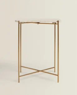 Bedside/Occasional Tables*ZARA Home Marble Side Table Cream